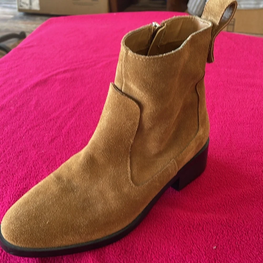 Zara casual style block heels ankle boots -tan colored size EU 38/7 1/2 US - Picture 7 of 16